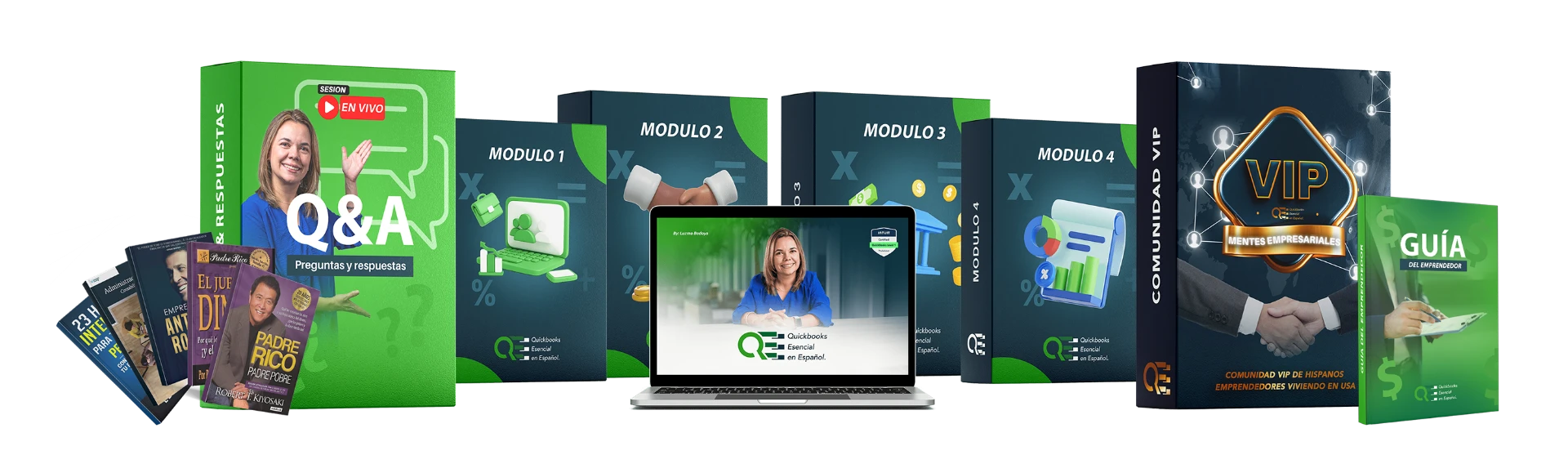 Todos los módulos y bonos del curso QuickBooks Esencial en Español